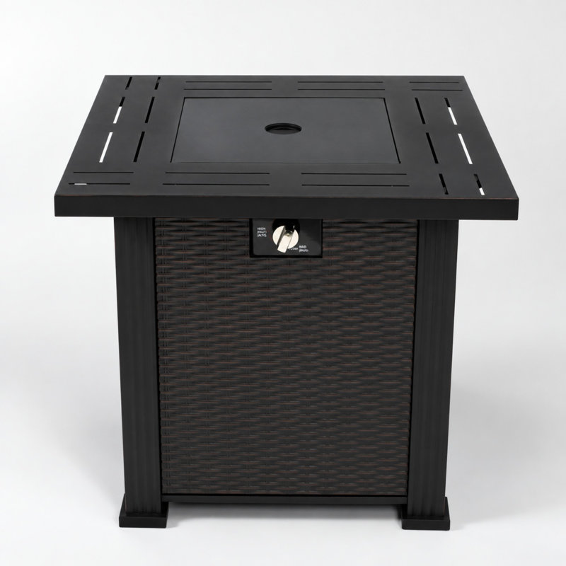 Table de foyer carrée au propane de 71 cm (28 po) et 50 000 BTU avec couvercle