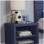 Table de chevet bleue avec tablette ouverte-2063823556