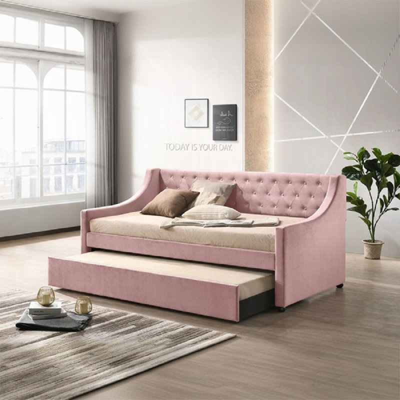 Lit de jour avec couchette Lianna (simple), Simple, Rose