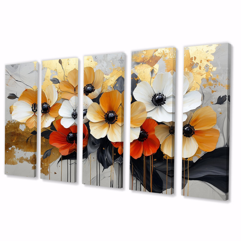 Brimfield - coquelicots, art mural traditionnel, H 32 po x l 80 po, 5