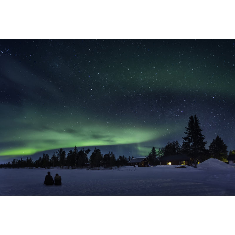 Watching A Night Sky With Aurora Borealis by Marcus Lindstrom - No Frame Art Prints on Canvas, 61cm H x 91cm W