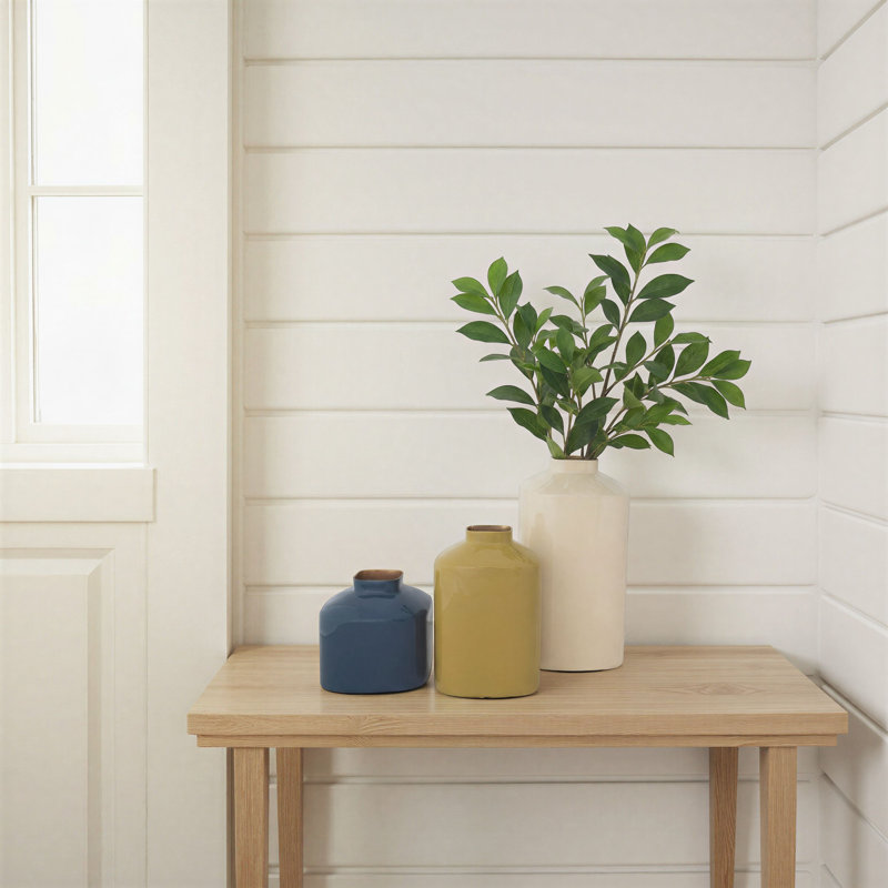 3-Piece Enameled Metal Square Vases