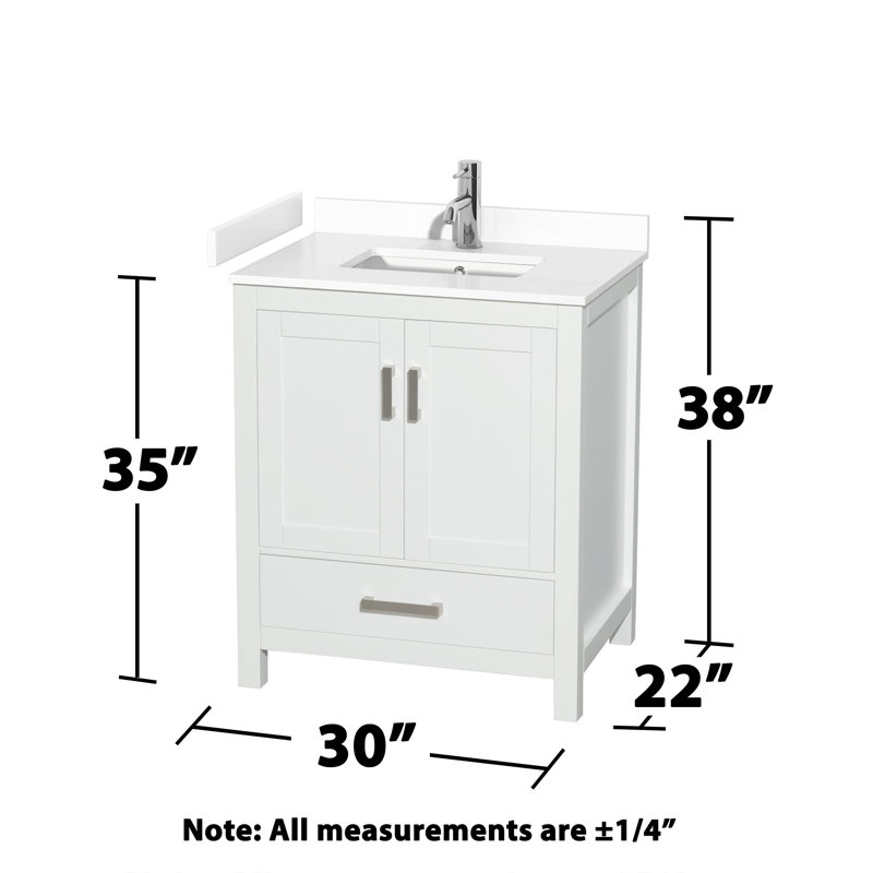 Sheffield 30" No Mirror Bathroom Vanity Set, White Cultured Marble, White, 30"