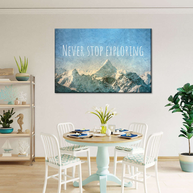«Never Stop Exploration» sur toile, H 24 po x l 36 po x P 1,25 po
