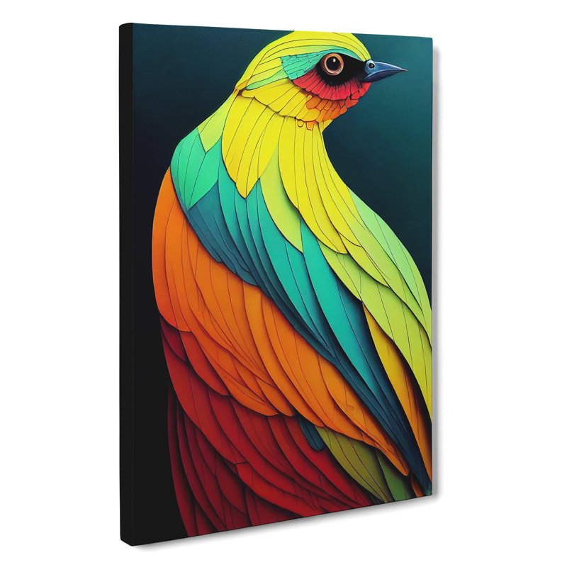 Colourful Bird No.3 Abstract - Wall Art, 76cm H x 50cm W x 3cm D, Wrapped Canvas, No Matte