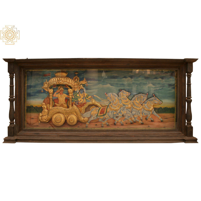 90 "Gita Upadesh Tanjore, peinture encadrée | Art par Rajaraman