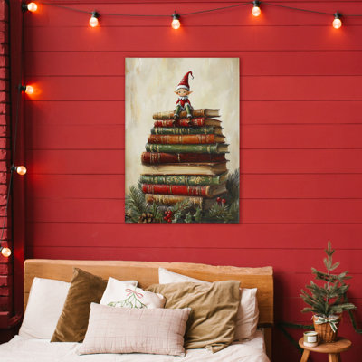 Toile de bibliothèque de Noël Elf, par Petal Prints Design