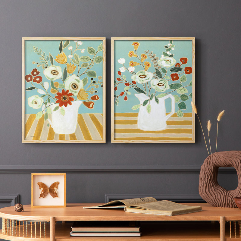 «Joyful Blossoms I», reproduction encadrée de qualité supérieure - prête à être accrochée - aucun clou requis - aucun clou requis