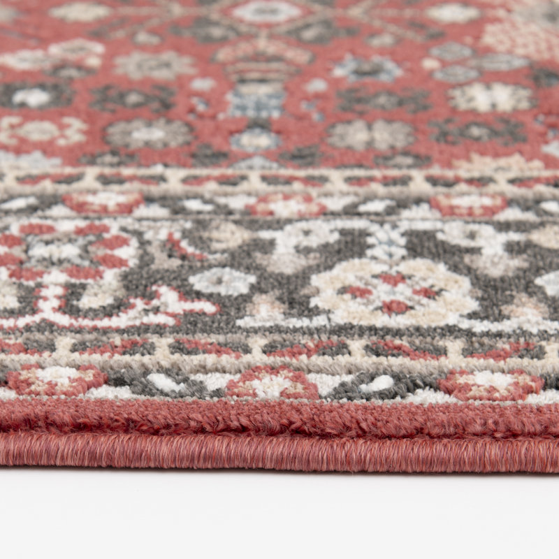 Bungalow Rose Macfarlane Red/Brown Traditional Indoor Polypropylene/Polyester Area Rug, Rectangle 7'10" x 9'10"