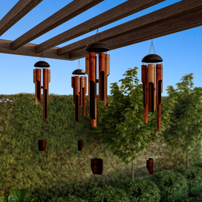 Carillons en bambou fabriqués à la main Mildenhall - décor en bois de 38 pouces pour les jardins, les patios et les balcons