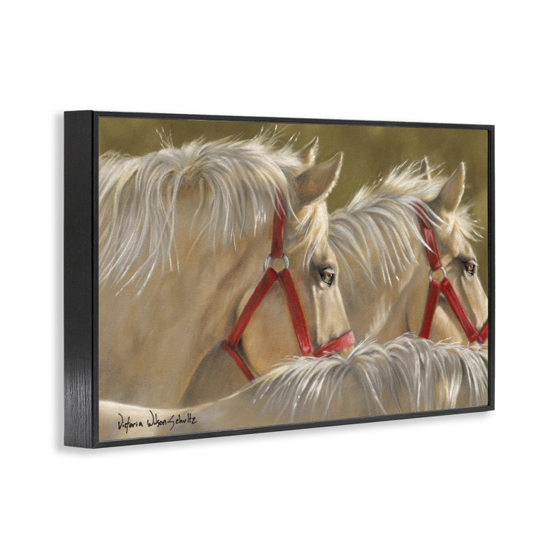 «Horses with Red Bridles» par Victoria Schultz, Giclée encadrée noir minuit, H 12 po x l 18 po