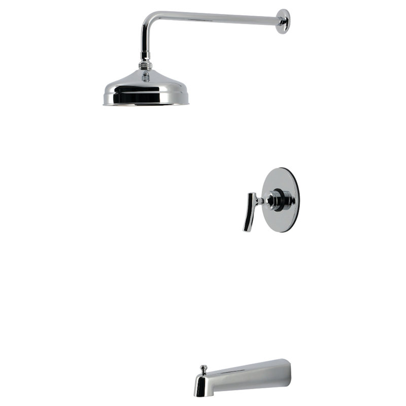 Robinet de baignoire et de douche à pression équilibrée à poignée simple Kingston Brass Hallerbos, Chrome poli