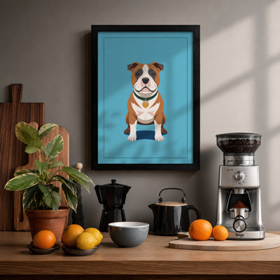 Bulldog In Blue Modern - Print