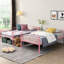 Lit superposé simple au-dessus de métal rose - Produit moderne permettant d'économiser de l'espace dans la chambre à coucher, construction solide pour la durabilité, espace de couchage stable et silencieux, avec escalier sécuritaire et silencieux, facile à assembler-420457038