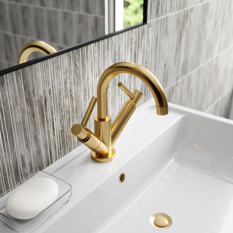 Tec Lever Mono Basin Mixer with Waste, Brushed Brass