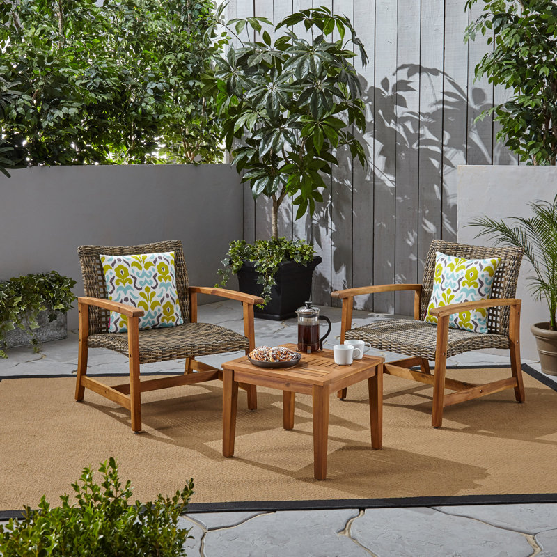 Kaitrin Wicker 2 - Person Seating Group, Natural/Gray