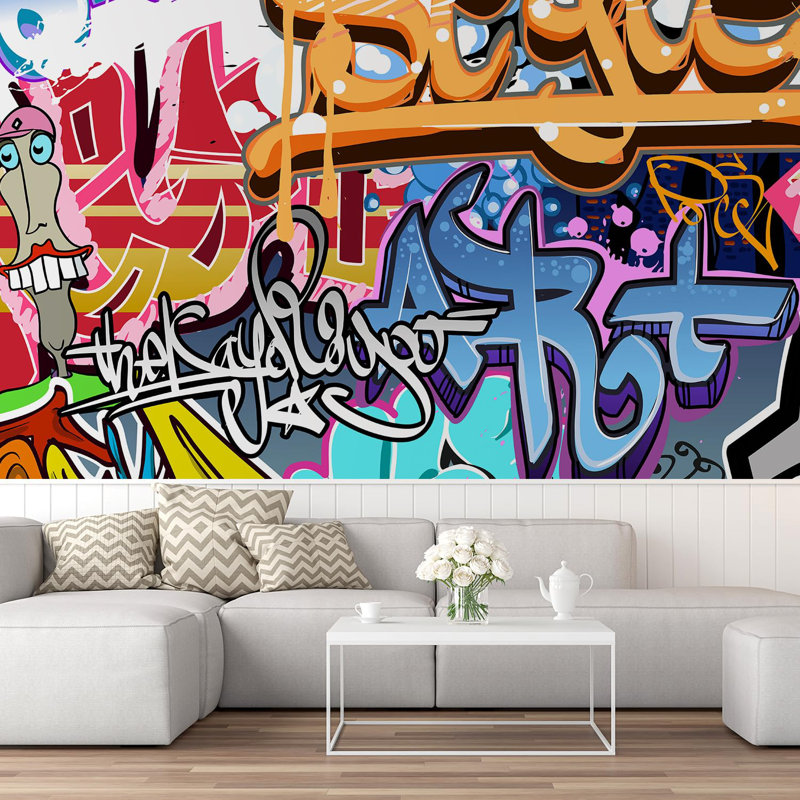 Vibrant Graffi Street Paint Peel & Stick Abstract Border, 72" L x 120" W
