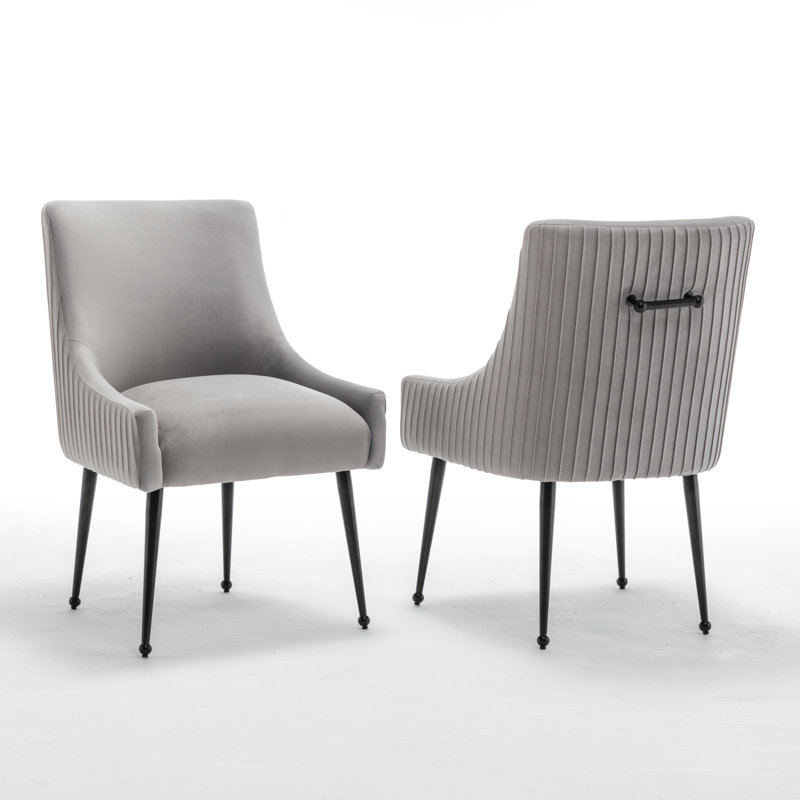 Axia Velvet Dining Chair, Gray, 2