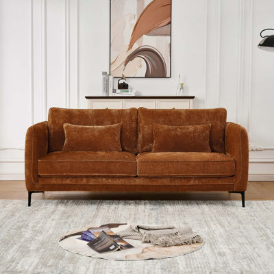 Modern Chenille Upholstered Sofa with Metal Legs