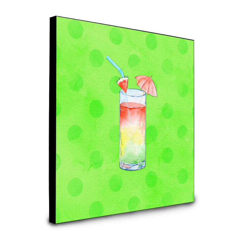 Umberella cocktailpolkadot, art encadré Anzio, Vert
