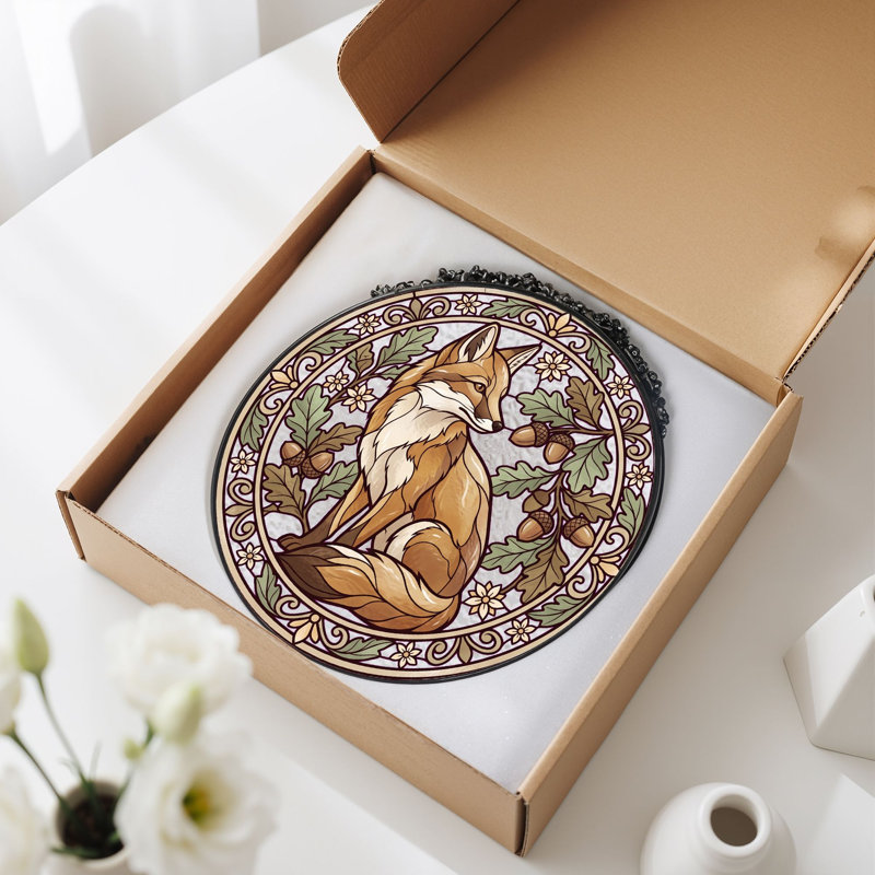 Panneau de vitrail Fox Oak, H 7,8 po