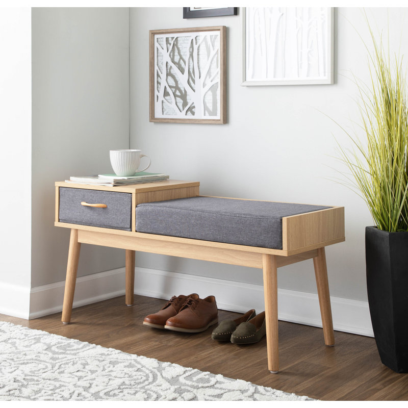 Banc de rangement rembourré avec tiroir Himmel, Naturel