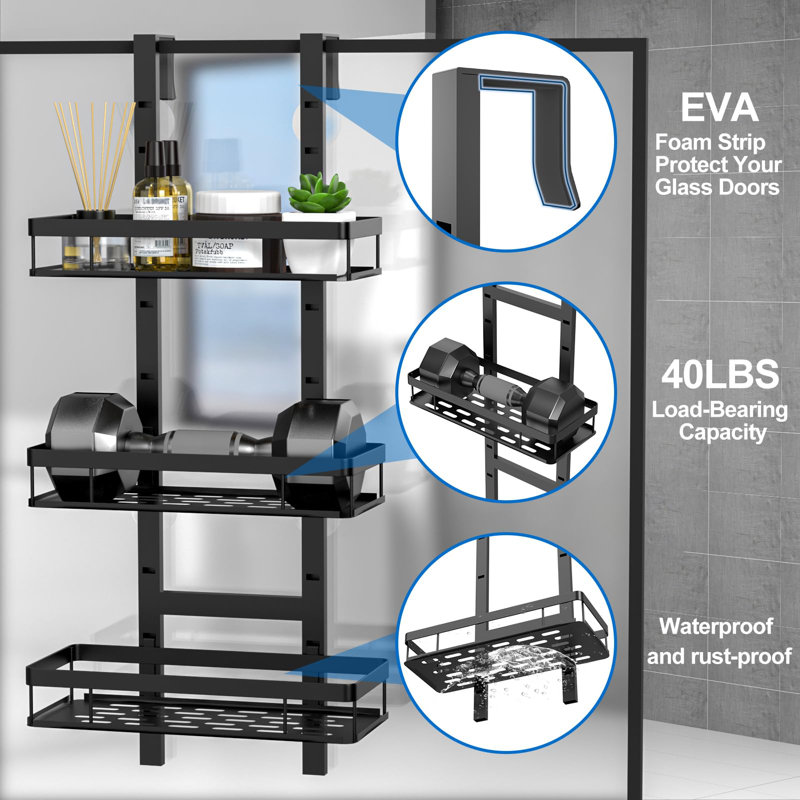 Over-the-Door Bath Caddy, Black