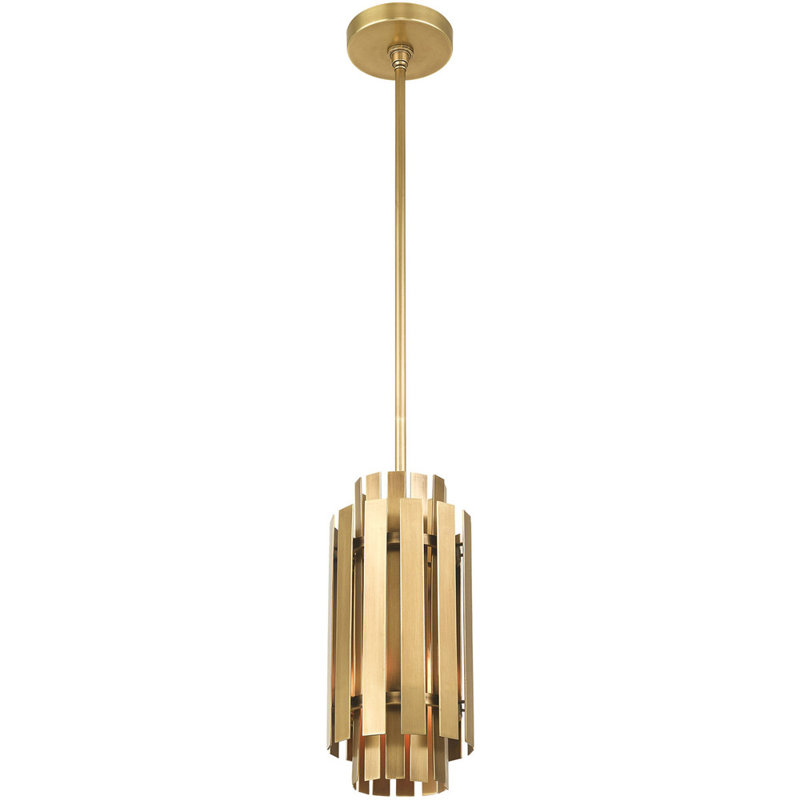 Natural Brass Mini Pendant Light with Glass Accents