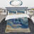 Coast Blue Sea Waves Watercolor - Modern Farmhouse Duvet Cover Set - Microfiber Polyester-38758492