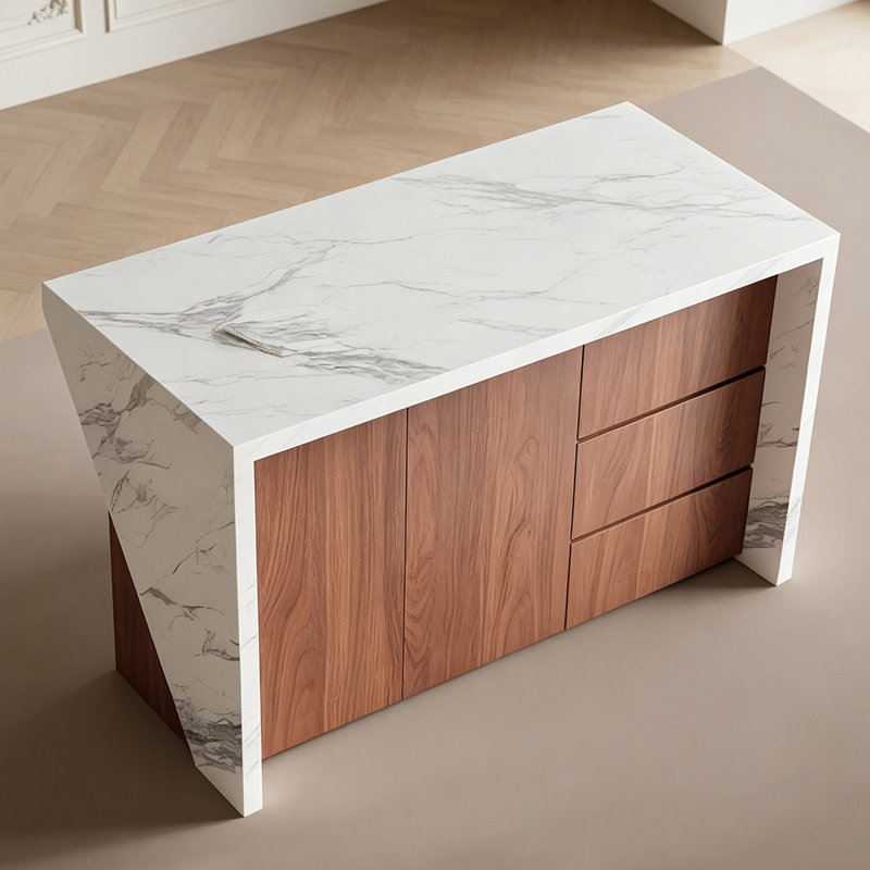 78.74"Open-style kitchen island table with integrated functionality, 35.43"H x 78.74" W x 31.5" D