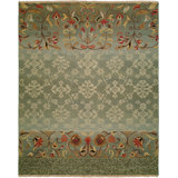 Wool Floral Area Rug in Blue