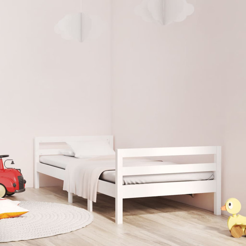 Leyte Solid Wood Bed, European Single (90 x 200 cm), white