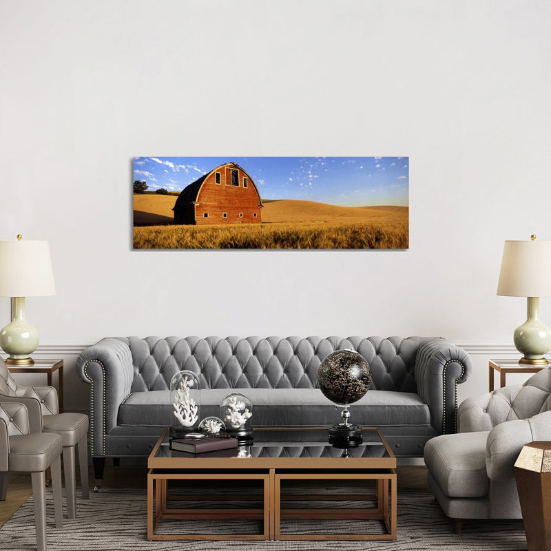 Old Barn In A Wheat Field, Palouse, Whitman County, Washington State, USA #4 - Wrapped Canvas Panoramic Print