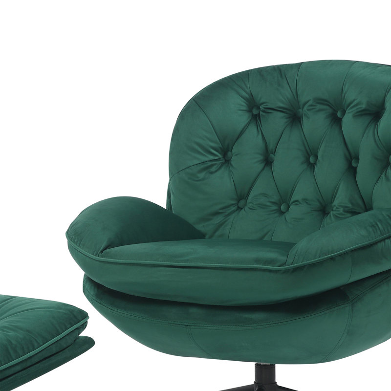 Azura Swivel Accent Chair with Footstool, Emerald Green