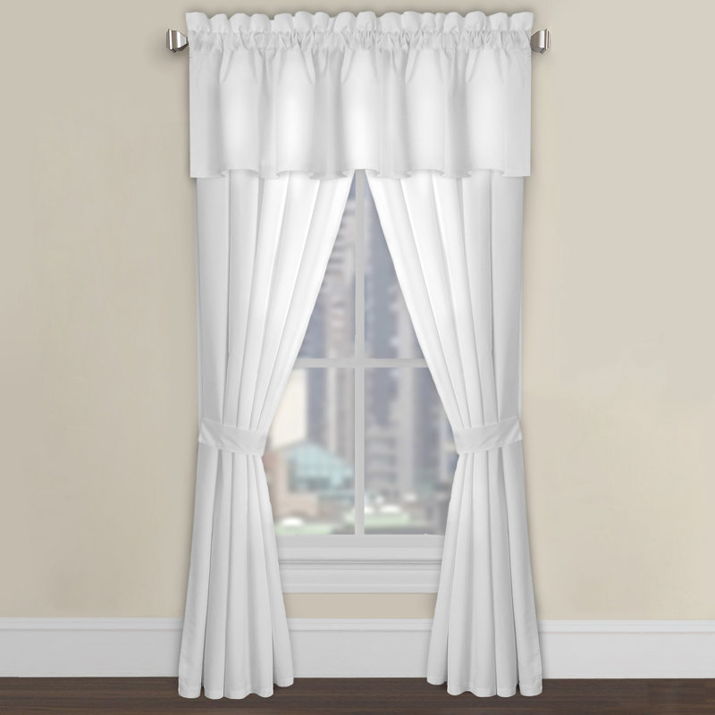 Colvert Polyester Semi Sheer Curtain Single Panel, 42" W x 84" L, Black