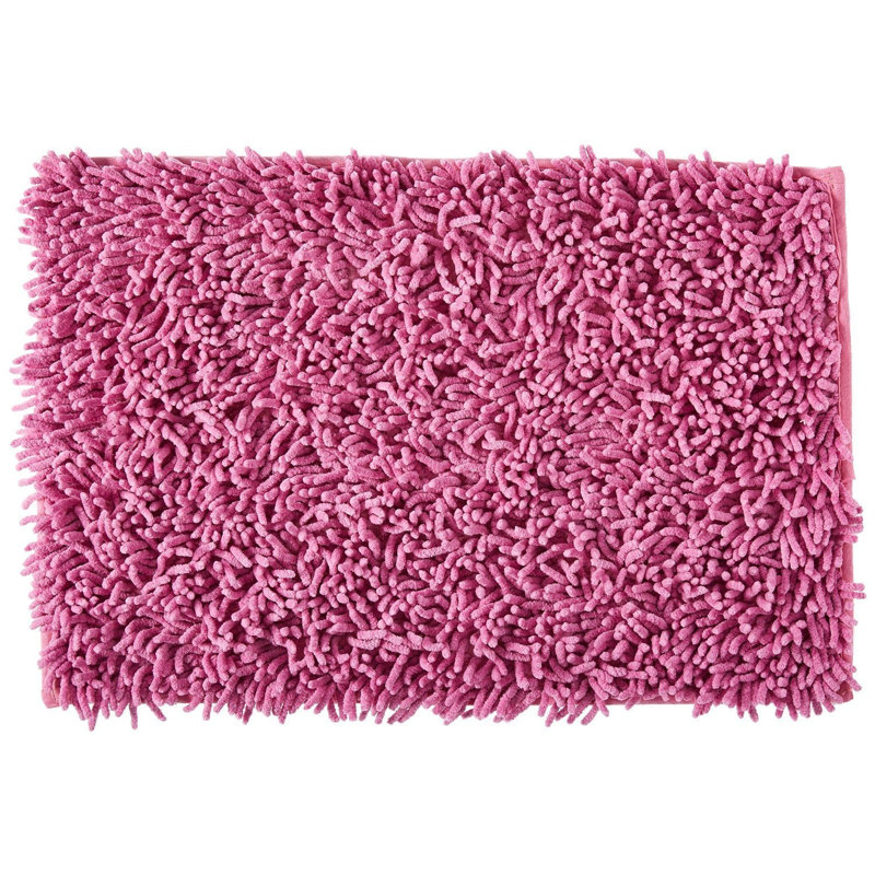 Tapis à poils longs rose en coton, Rectangle 2 pi x 3 pi