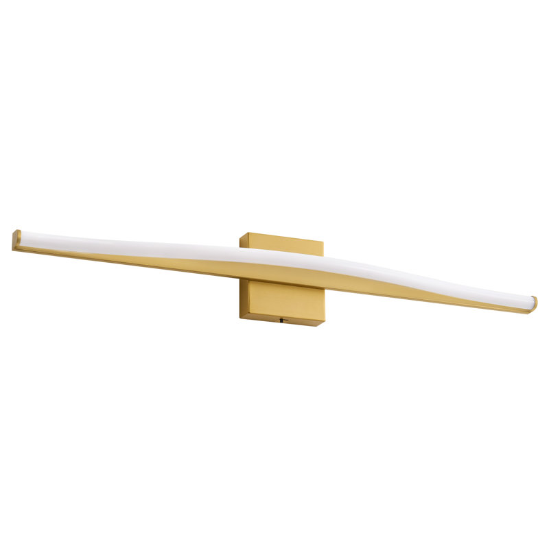 31.5" Gold Modern LED Wall Sconce - Dimmable 5-Color Adjustable Light Fixture With Acrylic Shade, Hardwired, For Bedroom, Hallway, Entryway Lighting