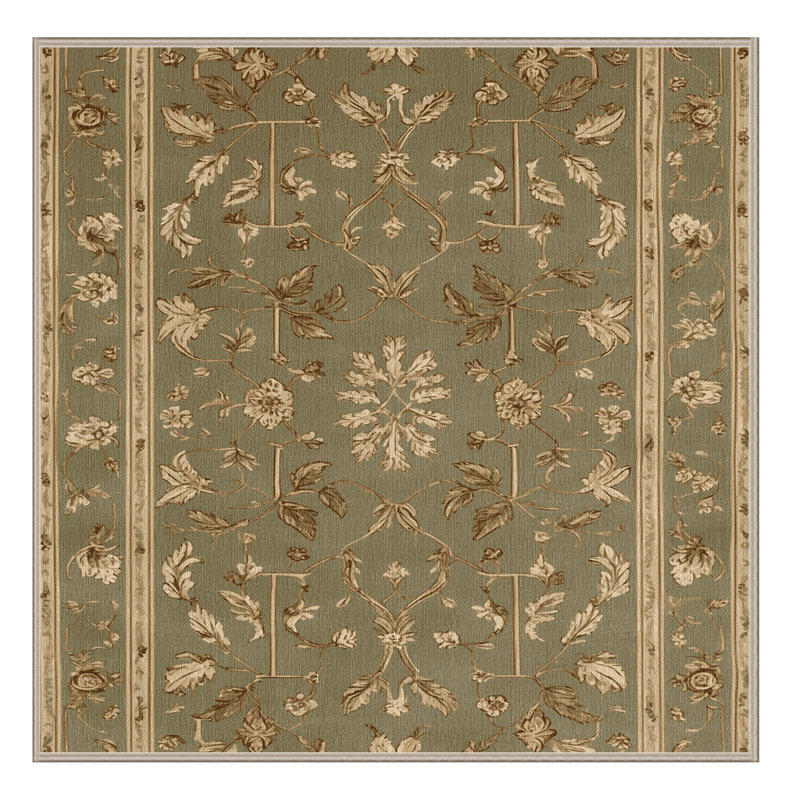 Tapis botanique brun lavable à la machine, Carré 4 pi