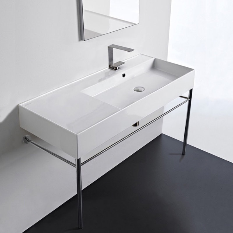 Scarabeo By Nameeks 18.1'' White Ceramic Rectangular Bathroom Sink with Overflow, One Hole