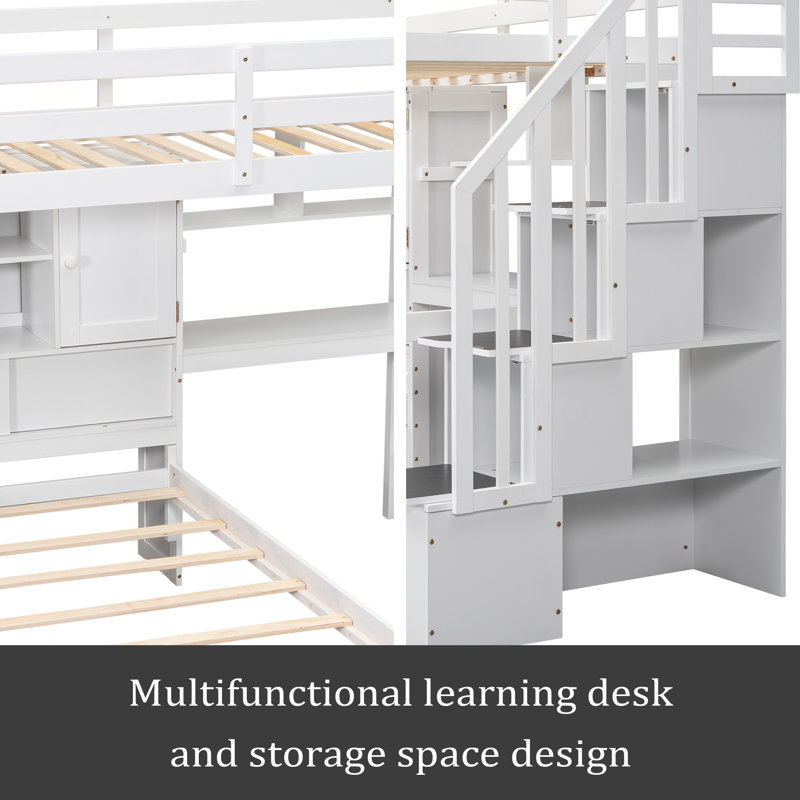 Lit simple mezzanine sur lit simple, Blanc