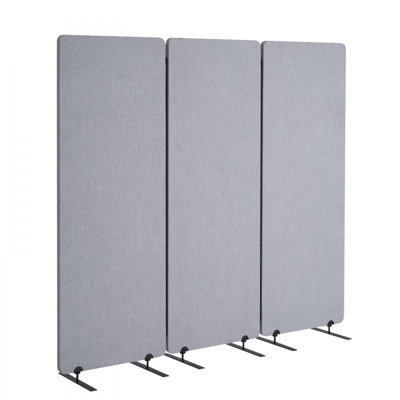 Office Partitions, 3 Panel Soundproof Room Screen, Folding Privacy Divider Portable Partition Divider for Room Separation, Freestanding Room Partitions for Office Study, Grey