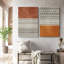 «Geometric Line», «Orange brun Tribal Boho Artwork», images murales bohémiennes abstraites, impression sur toile encadrée, 2 pièces-119463640-92285612-92285608