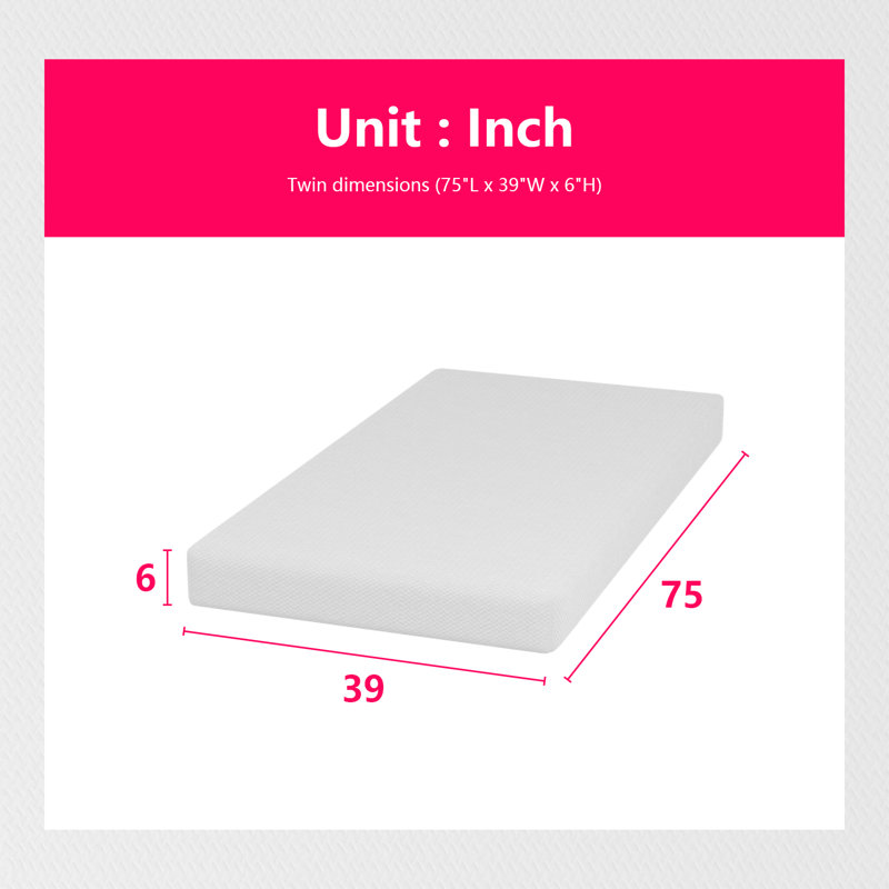 Alwyn Home Meridianville Medium Memory Foam Mattress, Twin, 6"