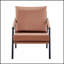 Fauteuil d'appoint moderne en similicuir, fauteuil rembourré simple avec structure en métal noir robuste, fauteuil de lecture industriel pour salon, chambre, bureau, salle d'attente-855777207