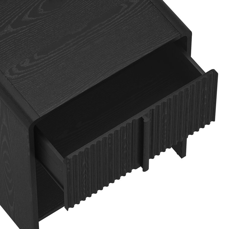 Novara 22" Contemporary 1-Drawer Nightstand in Black, Black