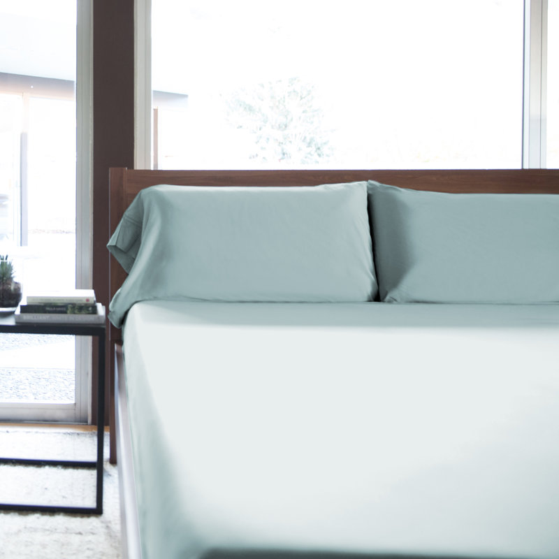 Kera Rayon from Bamboo Sheet Set, Blue, Split King Sheet Set with 2 Pillowcases