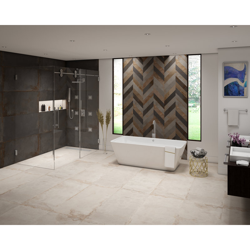 24" x 47" Porcelain Wall & Floor Tile, Black