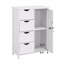 Armoire de rangement blanche, armoire de plancher avec tablettes réglables et tiroirs blancs