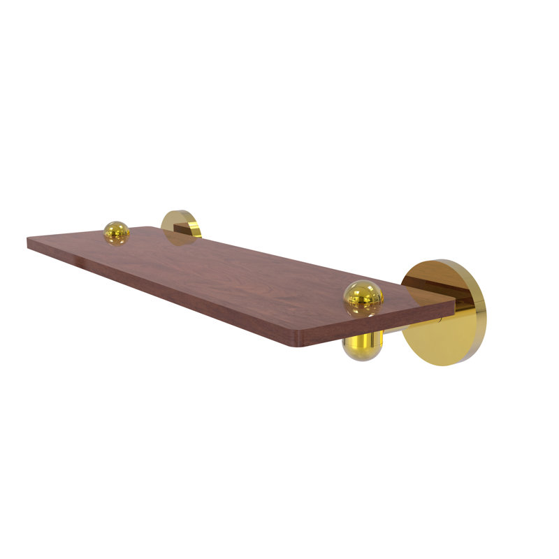 Tablette murale unie bois ironwood Itzhak, Laiton poli, H 2,5 po x l 16 po x P 5 po