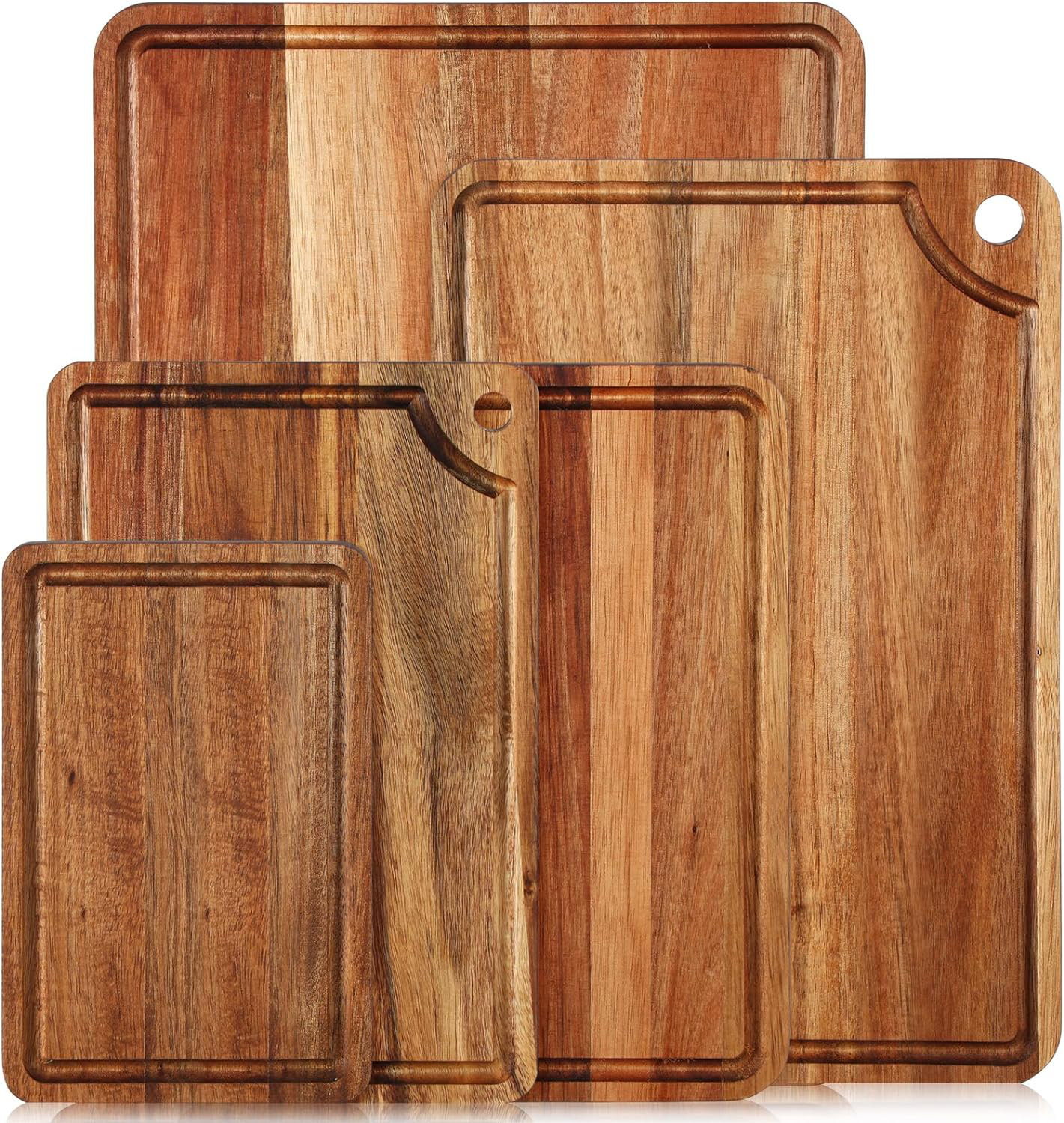 5 Pcs Acacia Wood Cutting Boards For Kitchen Cutting Board Set